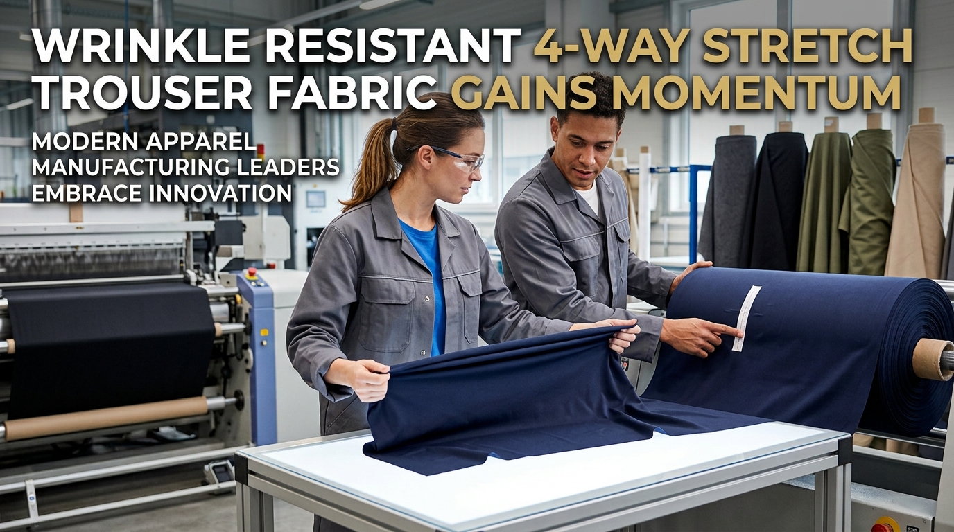 Le tissu de pantalon extensible dans 4 directions, infroissable, prend de l'ampleur dans la fabrication de vêtements modernes