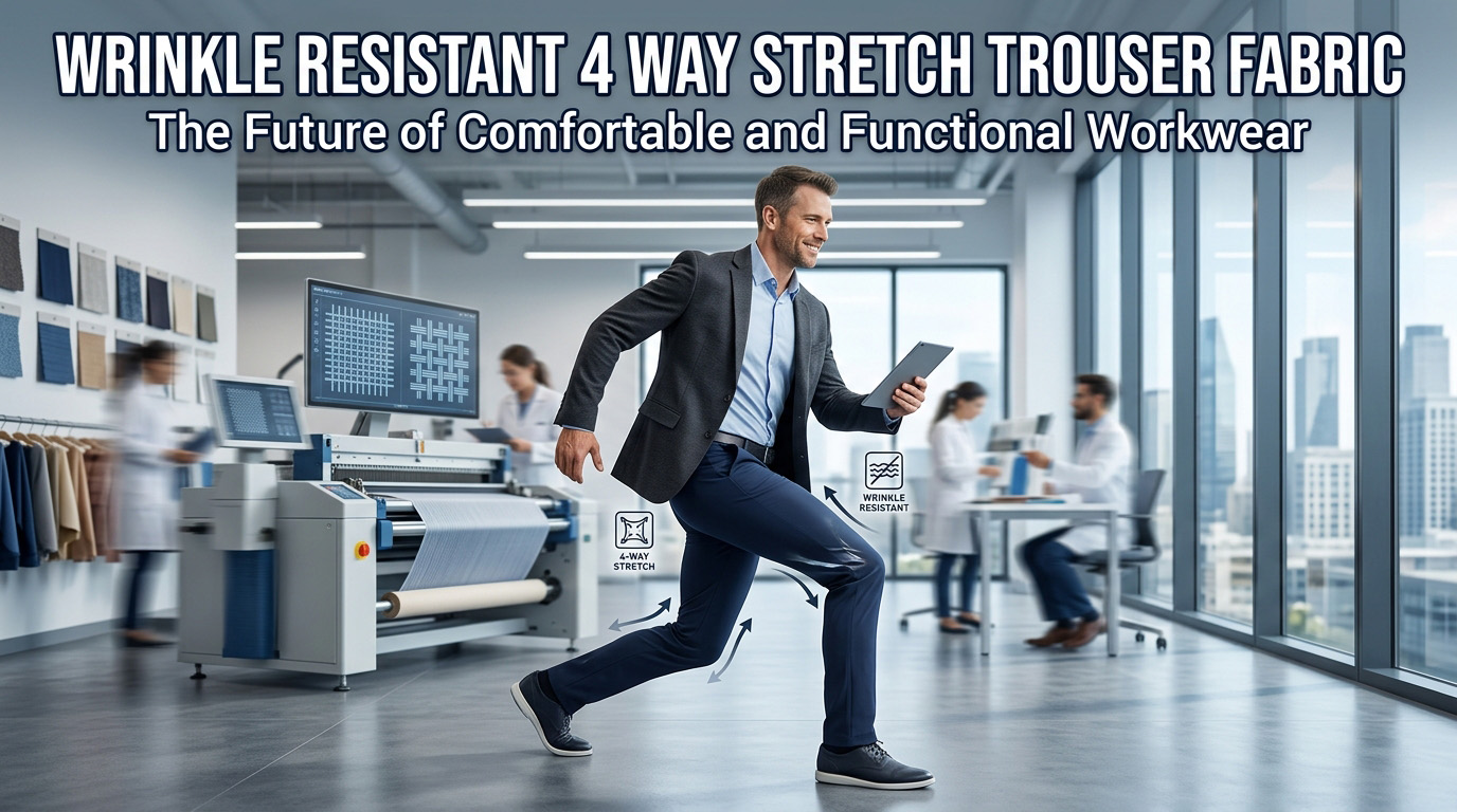 Tissu de pantalon extensible dans 4 sens infroissable : l'avenir des vêtements de travail confortables et fonctionnels
