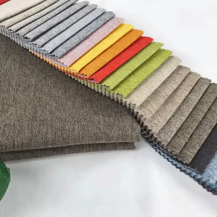 Tissu d'ameublement imitation lin teint en fil pour canapé
